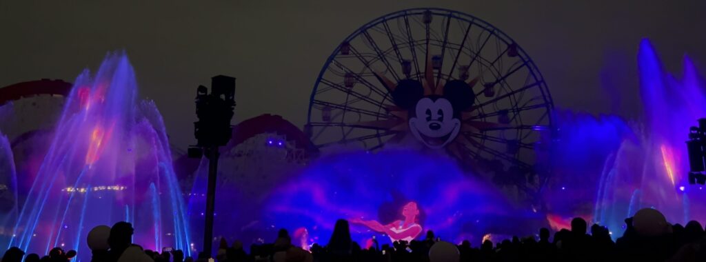 Fountains a=during world of color at Disney's California Adventure