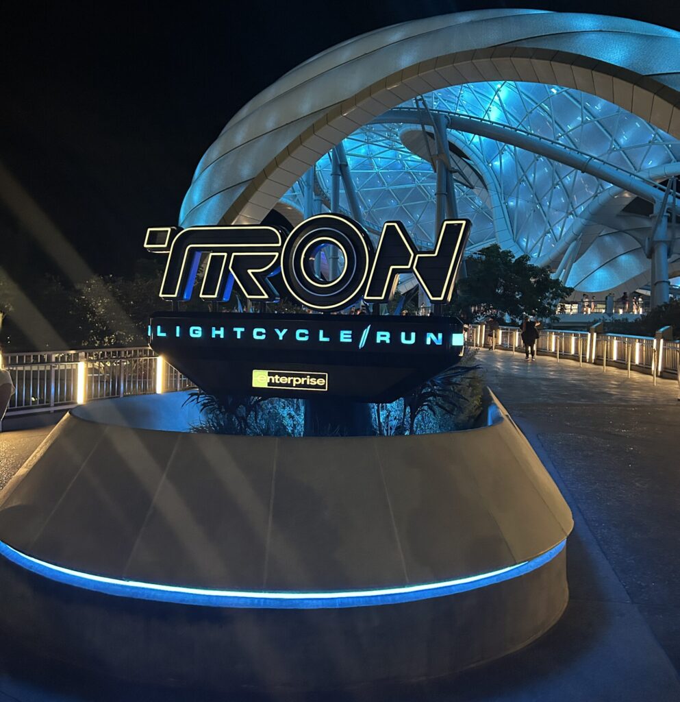 Entrance of trom lightcyle run at magic kingdom