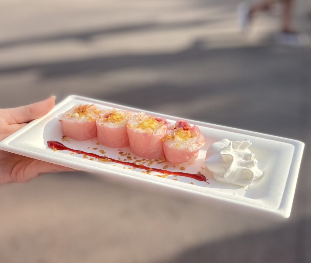 Dessert sushi at Japan pavilion