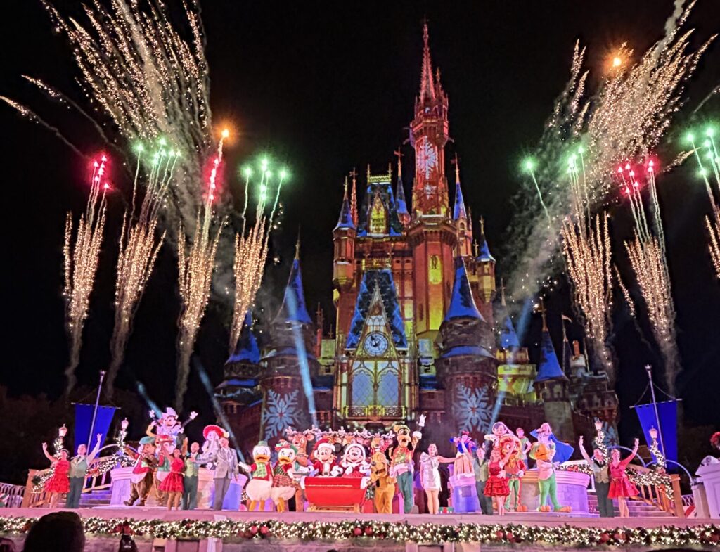 fireworks at the disney christmas party