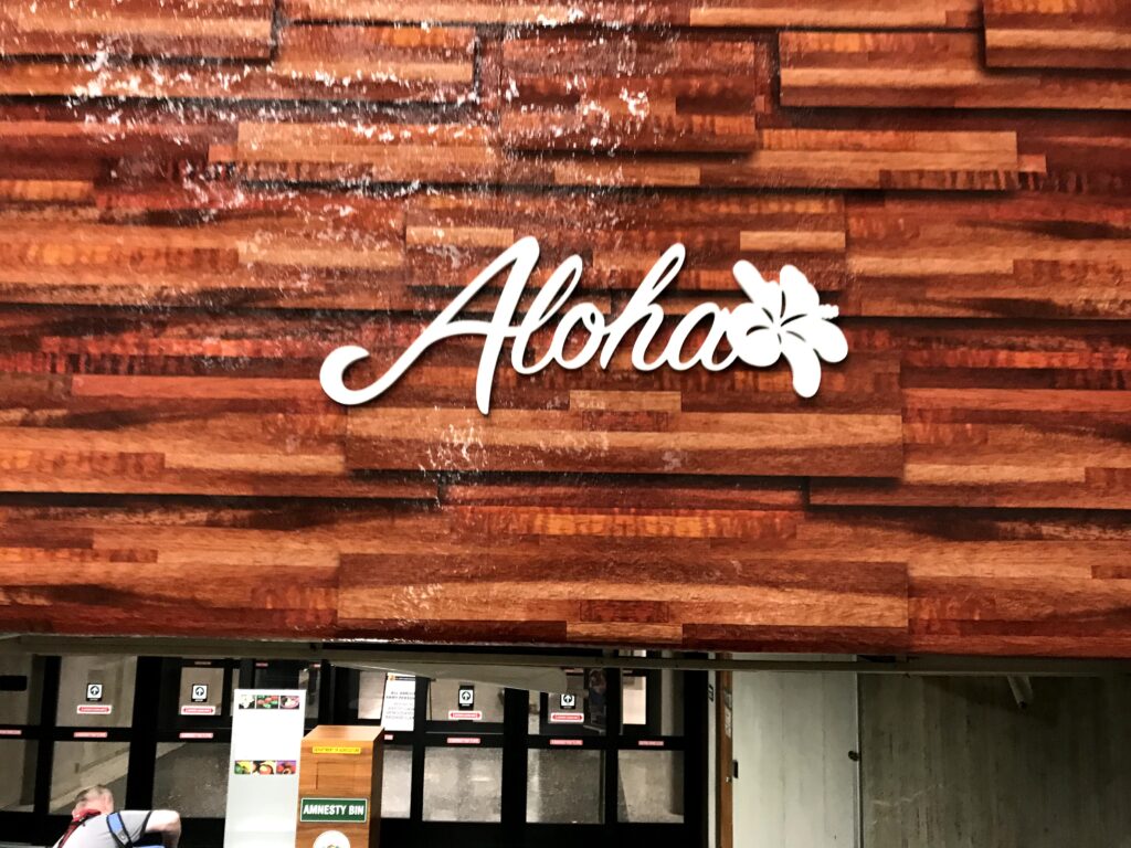 Aloha sign at Honolulu airport