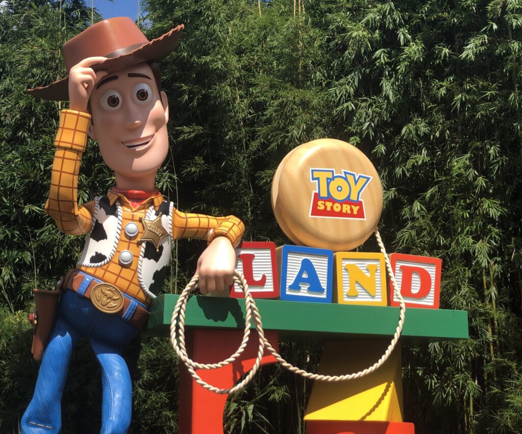 Woody icon outside Toy Story Land at Hollywood Studios