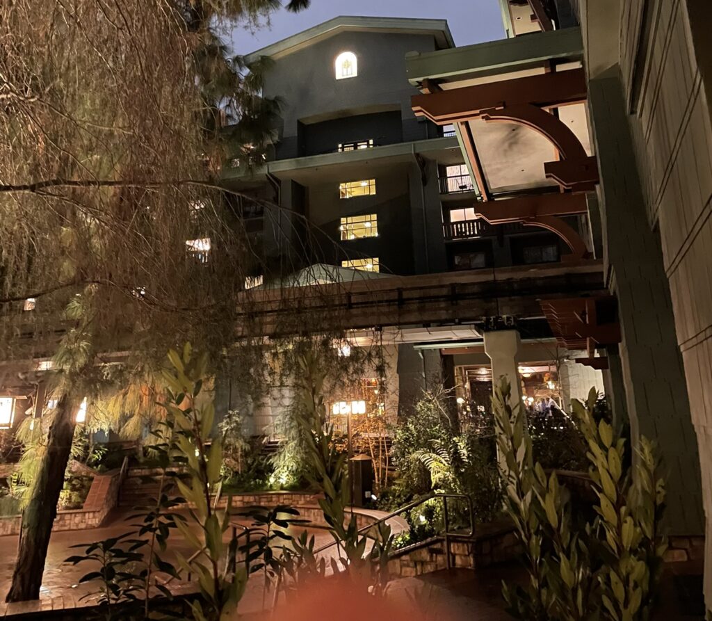 Outside the Grand Californian hotel at Disneyland