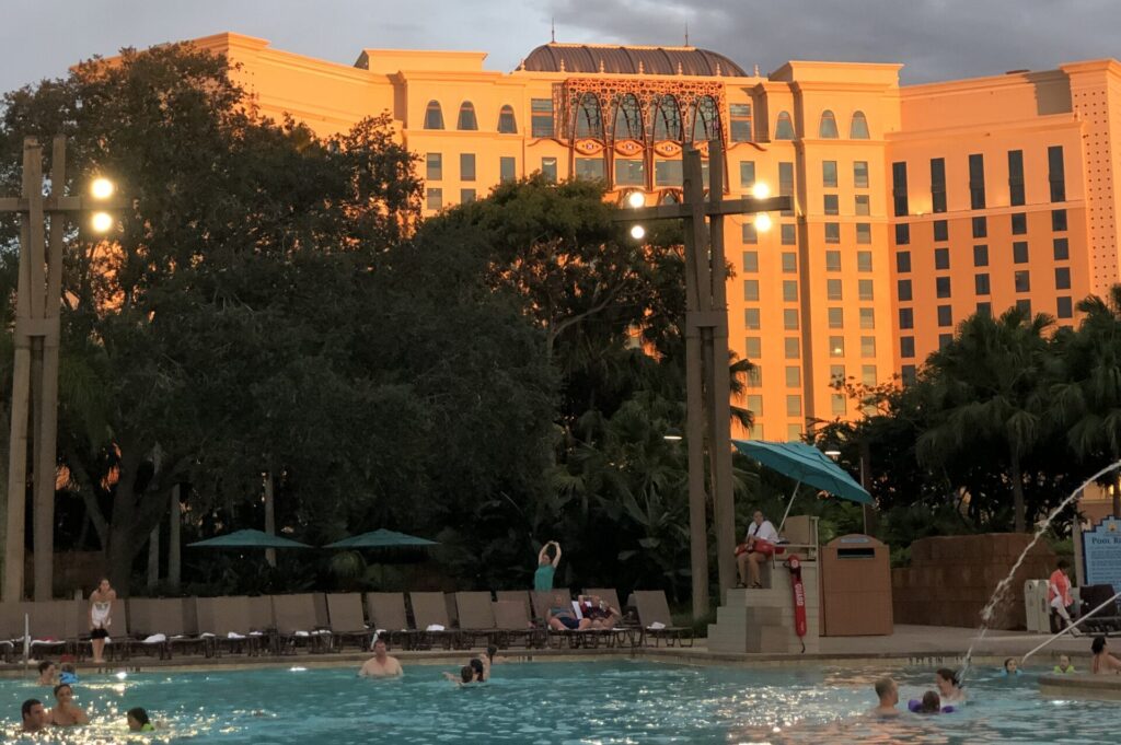 Pool at Coronado Springs with Destino Tower in background