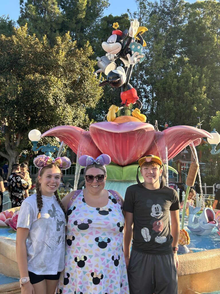 Amanda and family in Toontown at Disneyland